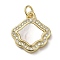 Brass Micro Pave Cubic Zirconia Pendants, Cadmium Free & Lead Free, with Shell, Real 18K Gold Plated, 17.5x16x3mm, Hole: 3.4mm