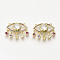 Brass Micro Pave Cubic Zirconia Pendants, Cadmium Free & Lead Free, Eye, Colorful, Golden, 15.5x25x5mm, Hole: 1.2mm
