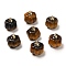 Natural Tiger Eye Pumpkin Charms with Golden Tone Brass Bails, 14x14mm, Hole: 1.6mm