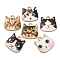 Alloy Enamel Pendants, Cadmium Free & Nickel Free & Lead Free, Golden, Cat Head Charm, Mixed Color, 17x17x2mm, Hole: 2mm