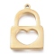 304 Stainless Steel Pendants, Laser Cut, Heart Lock, Golden, 19.5x13x1.7mm, Hole: 1.2mm