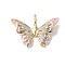 Brass Micro Pave Clear Cubic Zirconia and Enamel Pendants, Butterfly Charms, Cadmium Free & Lead Free, Long-Lasting Plated, Rack Plating, Real 18K Gold Plated, 17x24x4mm, Hole: 5x2.5mm