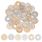 48Pcs 6 Styles Rack Plating Brass Filigree Pendants, Long-Lasting Plated, Flat Round, Platinum & Light Gold, 31.5~32.5x30~32x0.4mm, Hole: 1.2~1.4mm, 8pcs/style