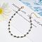 Christmas Brass Evil Eye Enamel Link Chain Anklets for Women, Golden, Black, 8-1/4 inch(210mm)