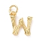 Brass Pendants, Cadmium Free & Lead Free, with Jump Ring, Golden, Letter Charms, Letter W, 12x11x2mm, Hole: 3mm
