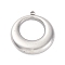 304 Stainless Steel Pendants, Round Ring Charm, Anti-Tarnish, Stainless Steel Color, 28x25x5.5mm, Hole: 1.8mm