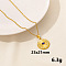 Stylish Stainless Steel Rhinestones Flat Round with Evil Eye Pendant Necklace, Hip-hop Street Fashion