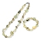 Natural Prehnite Chip Beads Bracelets & Necklaces Sets, with 304 Stainless Steel Clasps, Necklace: 16.30~17.72 inch(414~450mm)