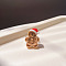 Christmas Cartoon Alloy with Resin Finger Rings, Platinum, Gingerbread Man, Inner Diameter: Adjustable