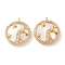 Real 18K Gold Plated Brass Micro Pave Clear Cubic Zirconia Pendants, with Shell, Long-Lasting Plated, Flat Round with Constellation, Aquarius, 21x18x3mm, Hole: 1.8mm