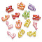 Transparent Acrylic Pendantss, AB Color Plated, Mixed Initial Letters, Mixed Color, 14~15x4~10.5x3.5mm, Hole: 1.8mm, about 2350pcs/500g