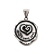 304 Stainless Steel Pendants, Flat Round with Heart & Word Faith Hope Love, Antique Silver, 32.5x27x3.5mm, Hole: 9x4.5mm