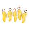 Alloy Enamel Pendants, Cadmium Free & Nickel Free & Lead Free, Light Gold, Hot Horn of Plenty/Italian Horn Cornicello Charms, Gold, 21x6x6mm, Hole: 2mm