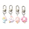 Resin Pendant Decorations, with 304 Stainless Steel Clasps, Mixed Shape, Mixed Color, 63~66mm, 4pcs/set