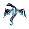 Dragon Alloy Brooch, Enamel Pins, Antique Silver, Marine Blue, 62x58x11mm