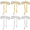12Pcs 2 Colors Alloy Micro Pave Cubic Zirconia Pendants, Bowknot, Platinum & Golden, 28.5x19.5x3mm, Hole: 1.5mm, 6pcs/color