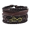 4Pcs 4 Style Adjustable Braided Imitation Leather Cord Bracelet Sets, Alloy Motorcycle Stackable Bracelets for Men, Coconut Brown, Inner Diameter: 2~3-1/8 inch(5~8cm), 1Pc/style