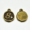 Antique Bronze Plated Alloy Rhinestone Charms, Flat Round with Num.8, Nickel Free, 13x10x1.5mm, Hole: 1mm