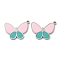 304 Stainless Steel Pendants, with Enamel, Butterfly Charm, Stainless Steel Color, Pink, 16.5x21x1.5mm, Hole: 1.6mm