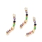 Chakra Brass Micro Pave Cubic Zirconia Links connectors, Colorful, Golden, 8x32x3mm, Hole: 0.8mm