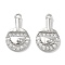 Rack Plating Brass Clear Cubic Zirconia Pendants, Cadmium Free & Nickel Free & Lead Free, Long-Lasting Plated, Table Tennis Racket Charms, Real Platinum Plated, 16x10x3mm, Hole: 1.2mm