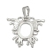 Brass Pendant Cabochon Settings, Animal Series, Platinum, Bat, 24.5x27x4mm, Hole: 8mm, tray: 13x10mm
