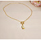 Alloy Plastic Pearl Pendant Necklaces, Brass Paperclip Link Chain Necklaces for Women, Shell Shape, Golden, 17.72 inch(45cm)