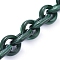 Transparent Acrylic Handmade Cable Chain, Oval, Dark Green, 20x18x8mm, about 39.37 inch(1m)/strand