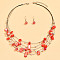 Bohemian Style Alloy & Shell Nuggets Beaded Multilayer Necklaces & Dangle Earrings Sets, Red, 440mm