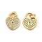 Brass Micro Pave Clear Cubic Zirconia Charms, Cadmium Free & Nickel Free & Lead Free, with Jump Ring, Heart Lock Charms, Real 18K Gold Plated, 13.5x11x2mm, Hole: 3.5mm
