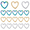 18Pcs 3 Colors 304 Stainless Steel Linking Ring, Textured, Heart, Mixed Color, 15.5x15.5x1.5mm, Inner Diameter: 12.5x12mm, 6pcs/color