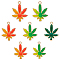 28Pcsc 7 Style Alloy Enamel Pendants, Maple Leaf, Light Gold, Mixed Color, 20~30x15~22x1.3mm, Hole: 1.5~2mm, 4pcs/style