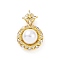 Eco-friendly Rack Plating Brass Micro Pave Cubic Zirconia Pendants, with ABS Platic Imitation Pearls, Cadmium Free & Lead Free, Long-Lasting Plated, Flower Charm, Real 18K Gold Plated, 32.5x20x13mm, Hole: 2.5x5mm