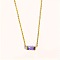 Birthstone Style Brass Cubic Zirconia Rectangle Pendant Necklaces for Women, Golden, Medium Slate Blue, 15.75 inch(40cm)