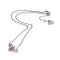 Stainless Steel Pendant Necklaces, with Pearl, Natural Aquamarine, Alloy Links and Brass Ball Head Pins, Sea Turtle, Stainless Steel Color, 16.14 inch(41cm)