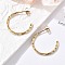 304 Stainless Steel C-Shaped Stud Earrings, Ion Plating(IP), Real 18K Gold Plated, 25x2mm