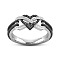 Heart & Infinity Alloy with Crystal Rhinestone Finger Rings for Women, Black, US Size 10(19.8mm)