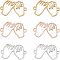 304 Stainless Steel Links, Textured, Hand, Mixed Color, 12.5x22.5x1.5mm, Hole: 1mm, 3 colors, 2pcs/color, 6pcs/box