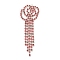 Brass Rhinestone Pendants, Cadmium Free & Lead Free, Flower, Burgundy, 62x22x2.5mm, Hole: 1.6mm