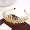 Raw Natural Quartz Crystal & Metal Hollow Moon Hair Bands, Hair Accessories for Girls Wedding Party Bride, 155x113x40mm