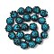 Handmade Lampwork Beads, Round with Flower, Deep Sky Blue, 436mm, about 25pcs/strand
