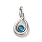 304 Stainless Steel Pendants, with Rhinestone, Teardrop Charm, Stainless Steel Color, 17.5x8.5x2.5mm, Hole: 1.6mm