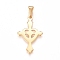 304 Stainless Steel Pendants, Cross with Heart, Golden, 30.5x18.5x1.5mm, Hole: 8x3mm