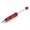 Iron Beadable Pen, Ball-Point Pen, with Polymer Clay Rhinestone, for DIY Personalized Pen with Jewelry Beads, Random Underlay, Light Siam, 149x16mm