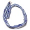 Handmade Nepalese Lampwork Beads, Column with Stripe Pattern, Royal Blue, 3.5~8x3.5~5mm, Hole: 1.2mm, about 91~101pcs/strand, 25.59~26.38''(65~67cm)