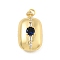 Brass Cubic Zirconia Locket Pendants, Photo Frame Charms, with Jump Ring, Cadmium Free & Lead Free, Real 18K Gold Plated, Dark Blue, Rectangle, 32.5x20.5x14mm, Hole: 4mm, Inner Diameter: 26.5x17mm