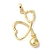 Brass Pendants, Stethoscope, Real 18K Gold Plated, 33.5x20.5x5.5mm, Hole: 4x2.5mm