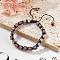 Adjustable Natural Wood Lace Stone and Non-magnetic Synthetic Hematite Braided Bead Bracelets, Inner Diameter: 1-3/4~2-7/8  inch(4.5~7.3cm)