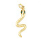 Brass Micro Pave Cubic Zirconia Pendants, with Jump Ring, Snake, Real 18K Gold Plated, 28x9x3mm, Hole: 3mm