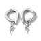 Brass Micro Pave Clear Cubic Zirconia Twister Clasps, Cadmium Free & Nickel Free & Lead Free, for Half Drilled Beads, Platinum, 20mm, Clasp: 13x10x3mm, Pendant: 6.5x3mm, Pin: 0.6mm